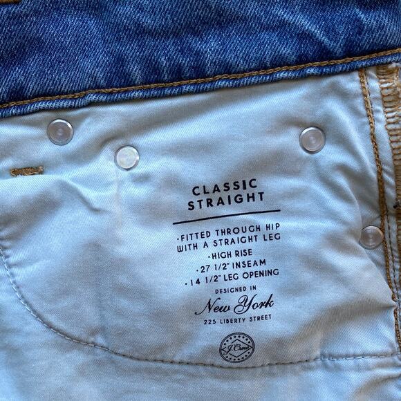 J.Crew Classic Straight Jeans High Rise Organic Cotton Distressed Blue Denim 27 - Picture 9 of 9